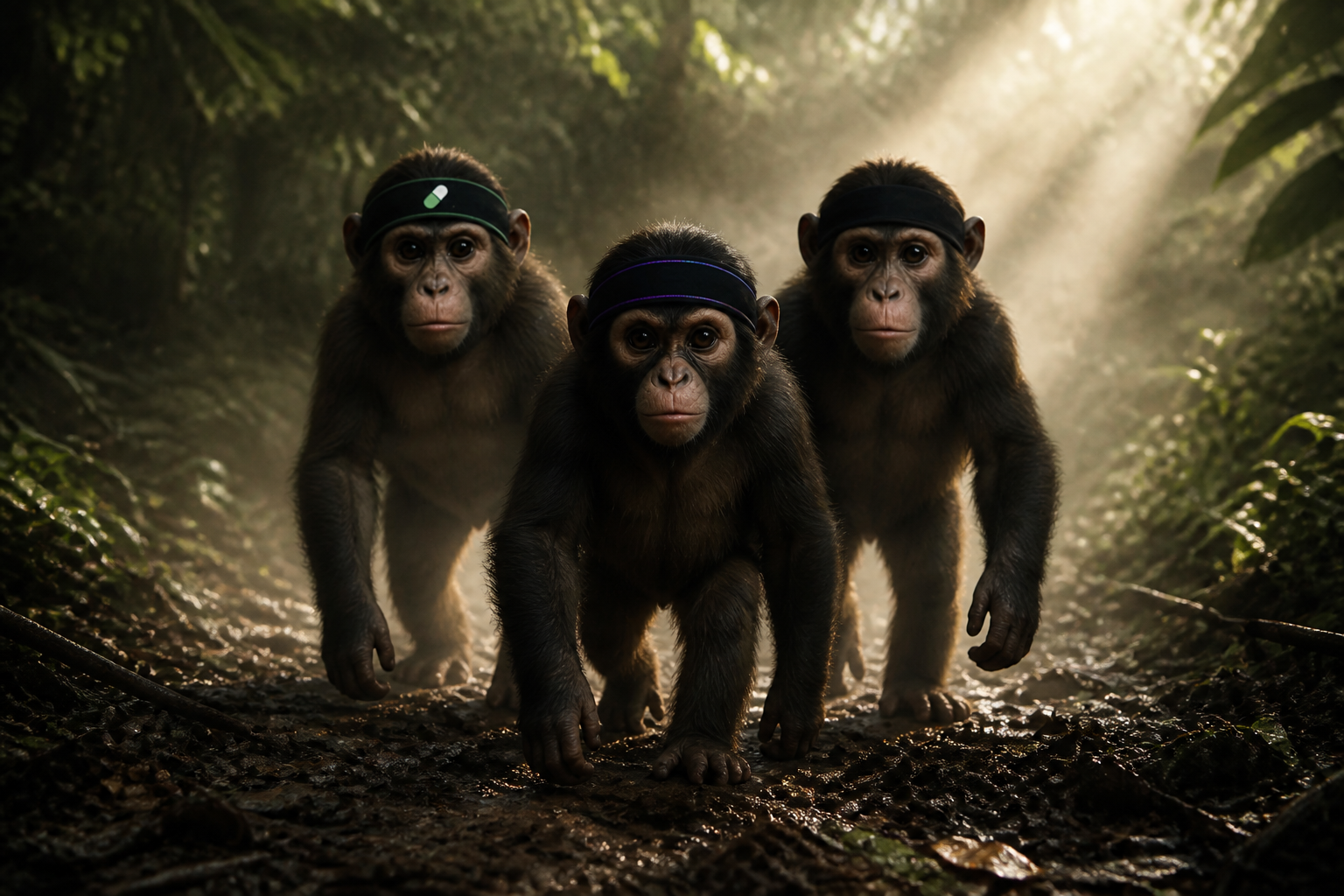 Apes walking together